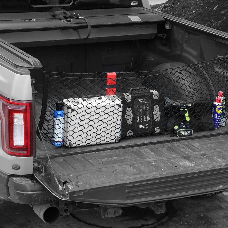 MOJIOO Truck Bed Cargo Net,Cargo Storage Elastic Mesh Net Organizer with Hooks,Pickup Truck Bed Grocery Holder with Hooks - Image 3